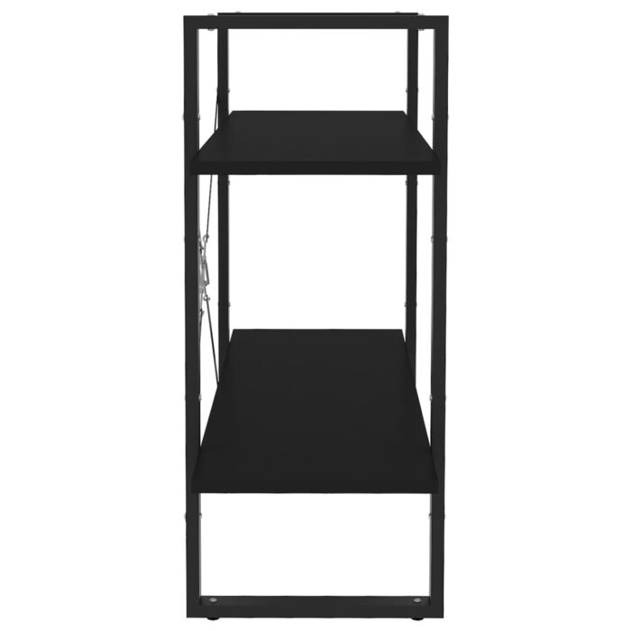 Bibliothèque à 2 niveaux Noir 80x30x70 cm bois d'ingénierie – Image 4