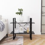 Bibliothèque à 2 niveaux Gris 80x30x70 cm bois d'ingénierie – Image 2