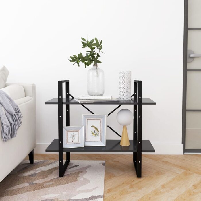 Bibliothèque à 2 niveaux Gris 80x30x70 cm bois d'ingénierie – Image 2