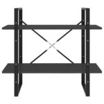 Bibliothèque à 2 niveaux Gris 80x30x70 cm bois d'ingénierie – Image 3