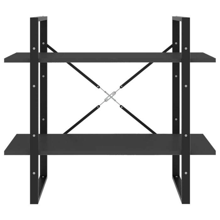 Bibliothèque à 2 niveaux Gris 80x30x70 cm bois d'ingénierie – Image 3