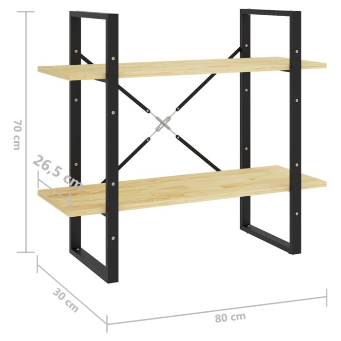 Bibliothèque à 2 niveaux 80x30x70 cm Bois de pin massif – Image 7