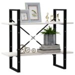 Bibliothèque à 2 niveaux Blanc 80x30x70 cm Bois de pin massif – Image 2