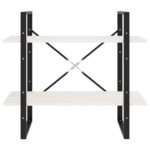 Bibliothèque à 2 niveaux Blanc 80x30x70 cm Bois de pin massif – Image 4