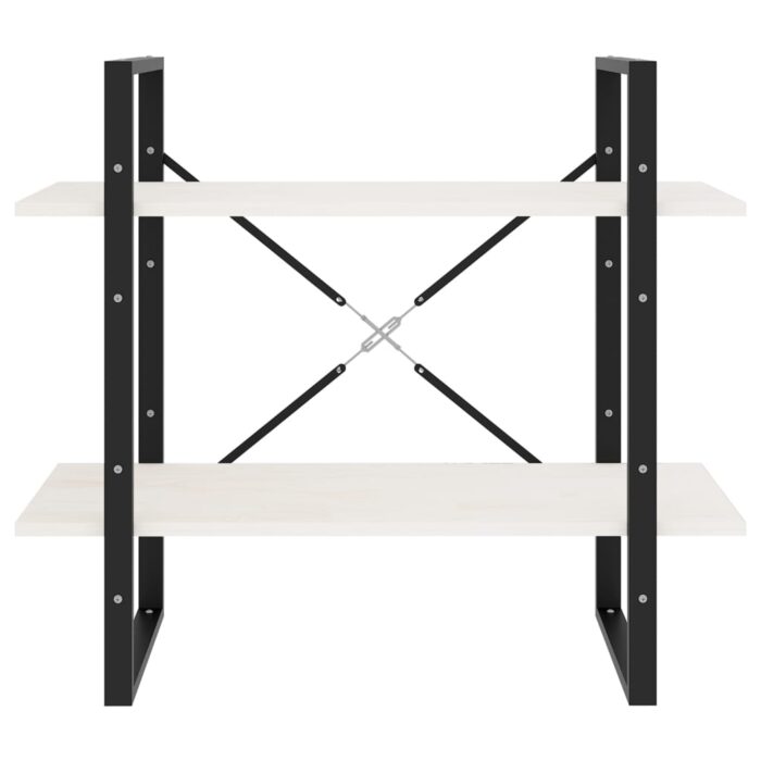 Bibliothèque à 2 niveaux Blanc 80x30x70 cm Bois de pin massif – Image 4