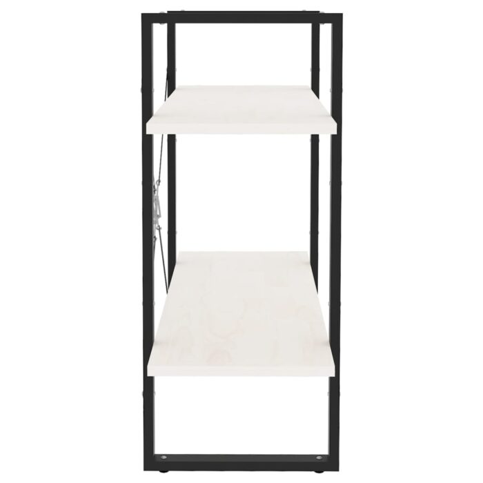 Bibliothèque à 2 niveaux Blanc 80x30x70 cm Bois de pin massif – Image 5