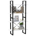 Bibliothèque à 4 niveaux Blanc 80x30x140 cm bois d'ingénierie – Image 2