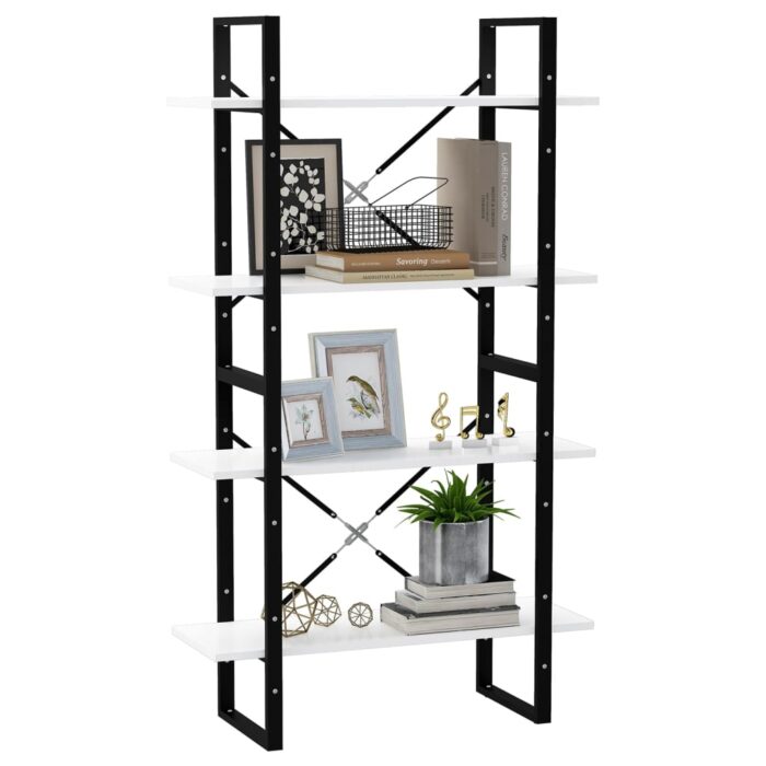 Bibliothèque à 4 niveaux Blanc 80x30x140 cm bois d'ingénierie – Image 2