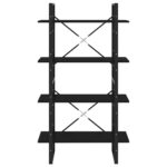 Bibliothèque à 4 niveaux noir 80x30x140 cm bois d'ingénierie – Image 3