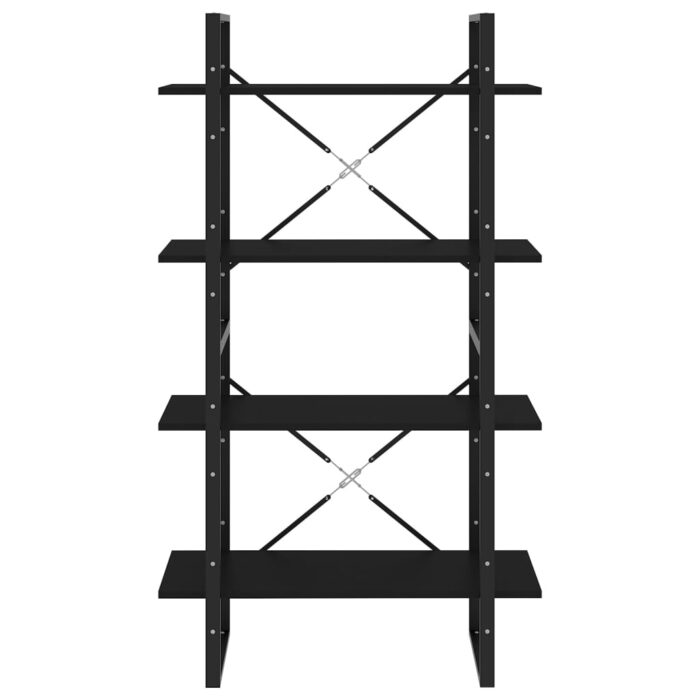 Bibliothèque à 4 niveaux noir 80x30x140 cm bois d'ingénierie – Image 3