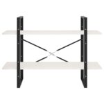 Bibliothèque à 2 niveaux Blanc 100x30x70 cm Bois de pin massif – Image 4