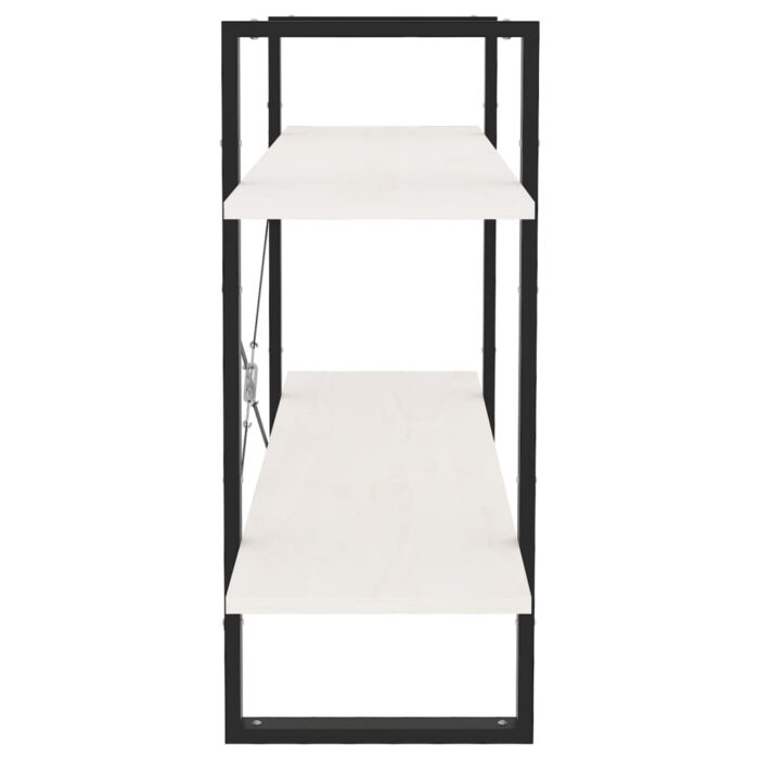 Bibliothèque à 2 niveaux Blanc 100x30x70 cm Bois de pin massif – Image 5