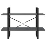 Bibliothèque à 2 niveaux Gris 100x30x70 cm Bois de pin massif – Image 4