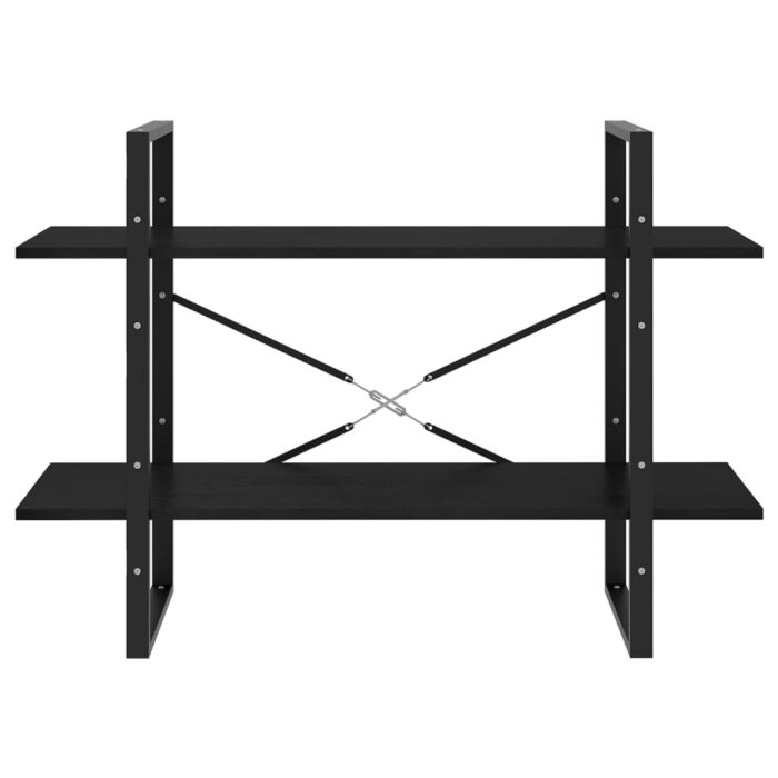 Bibliothèque à 2 niveaux Noir 100x30x70 cm Bois de pin massif – Image 4