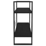 Bibliothèque à 2 niveaux Noir 100x30x70 cm Bois de pin massif – Image 5