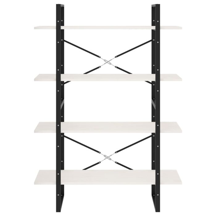 Bibliothèque à 4 niveaux Blanc 100x30x140 cm Bois de pin massif – Image 3