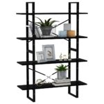 Bibliothèque à 4 niveaux Noir 100x30x140 cm Bois de pin massif – Image 2