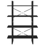 Bibliothèque à 4 niveaux Noir 100x30x140 cm Bois de pin massif – Image 3