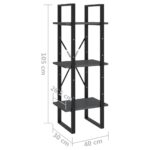 Bibliothèque à 3 niveaux Gris 40x30x105 cm Bois de pin massif – Image 6