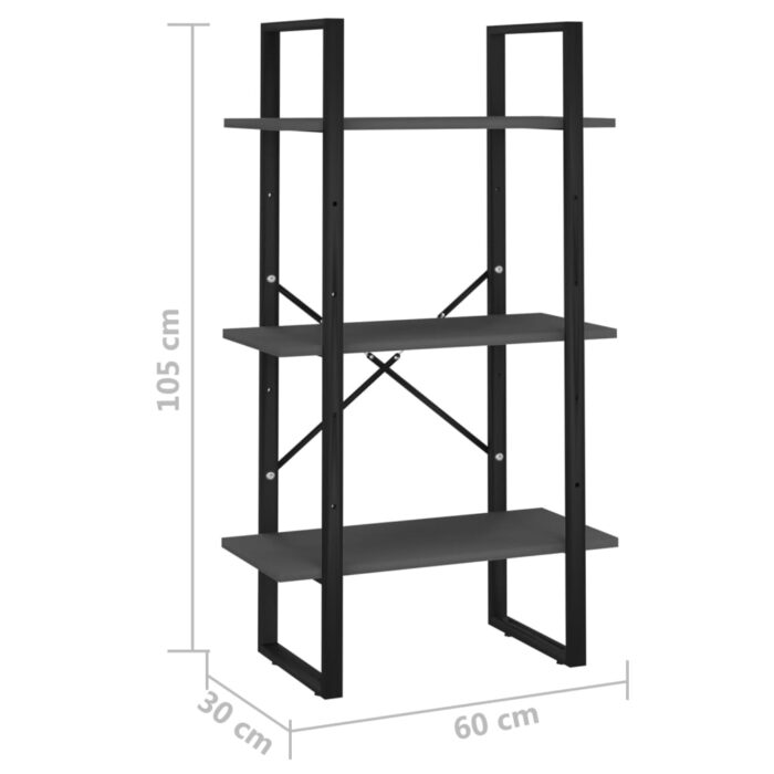 Étagère de rangement gris 60x30x105 cm bois d'ingénierie – Image 5