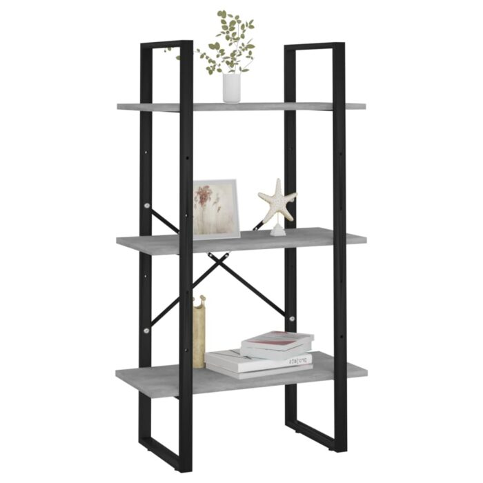 Étagère de rangement gris béton 60x30x105 cm bois d'ingénierie – Image 2