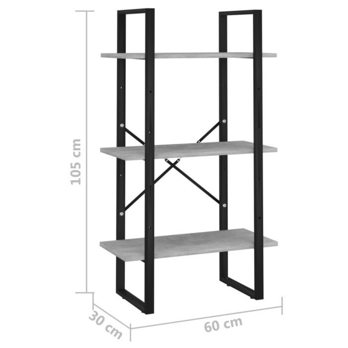 Étagère de rangement gris béton 60x30x105 cm bois d'ingénierie – Image 5