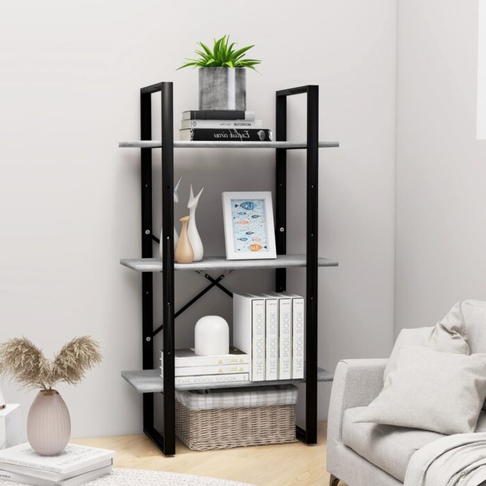 Étagère de rangement gris béton 60x30x105 cm bois d'ingénierie – Image 1