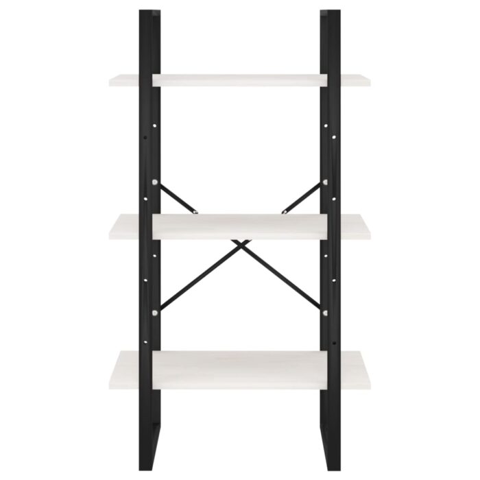Étagère de rangement Blanc 60x30x105 cm Bois de pin massif – Image 4