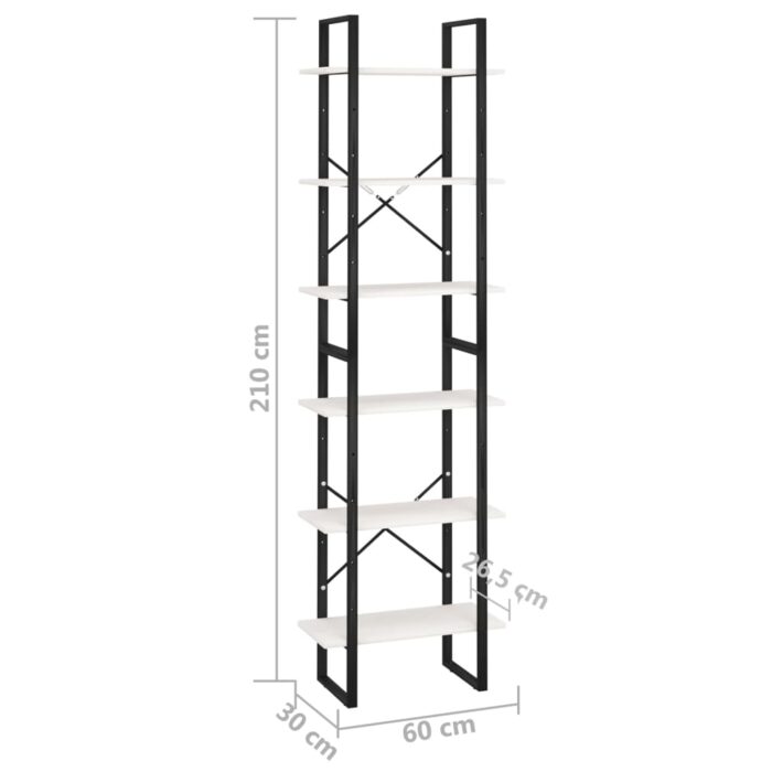 Étagère de rangement Blanc 60x30x210 cm Bois de pin massif – Image 7