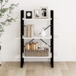 Bibliothèque à 3 niveaux Blanc 80x30x105 cm Bois de pin massif – Image 2