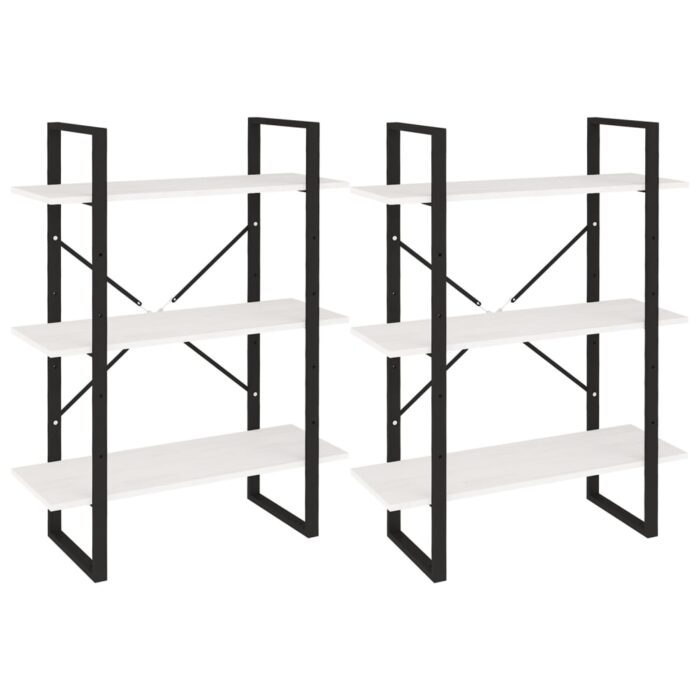 Armoire haute Blanc 80x30x210 cm Bois de pin solide – Image 6