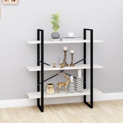 Bibliothèque à 3 niveaux Blanc 100x30x105 cm Bois de pin massif