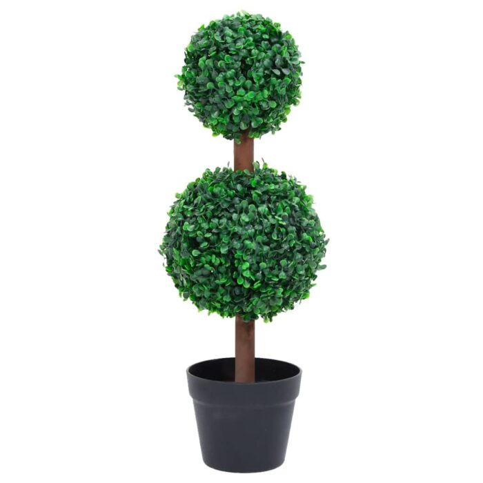 Plante de buis artificiel avec pot Forme de boule Vert 60 cm – Image 1