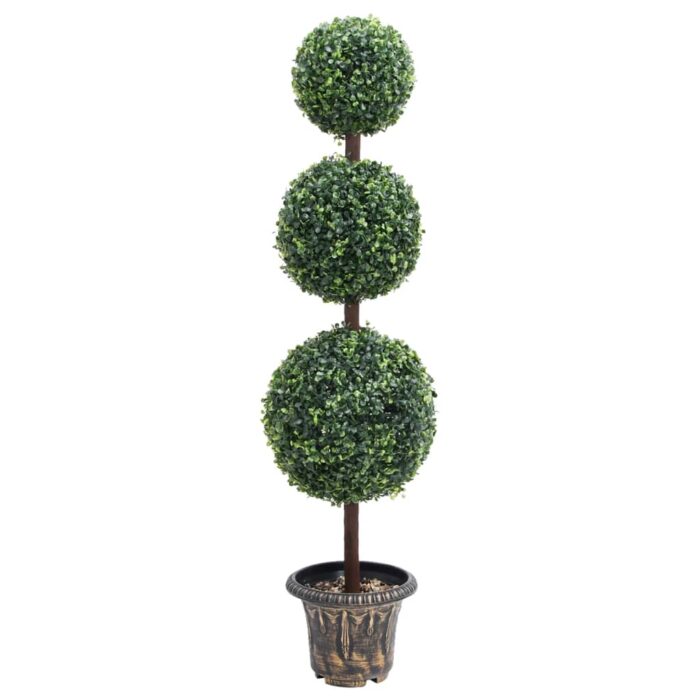 Plante de buis artificiel avec pot Forme de boule Vert 118 cm – Image 1