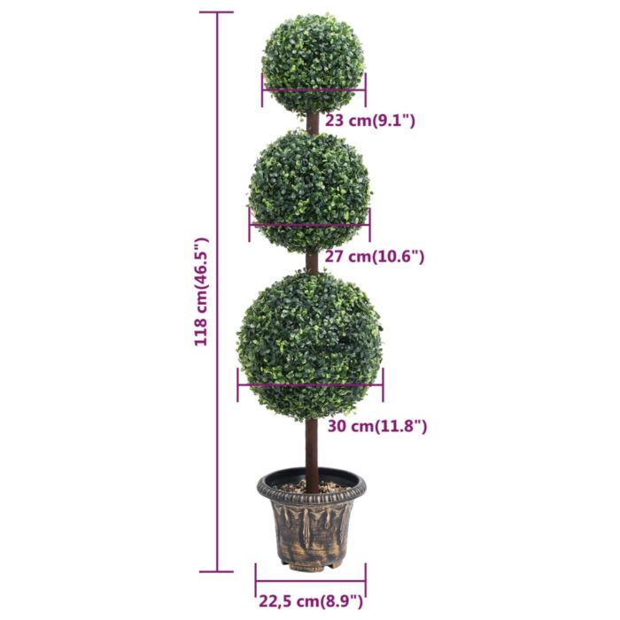 Plante de buis artificiel avec pot Forme de boule Vert 118 cm – Image 4