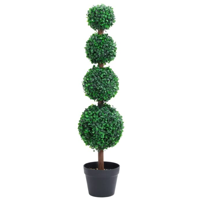 Plante de buis artificiel avec pot Forme de boule Vert 90 cm – Image 1