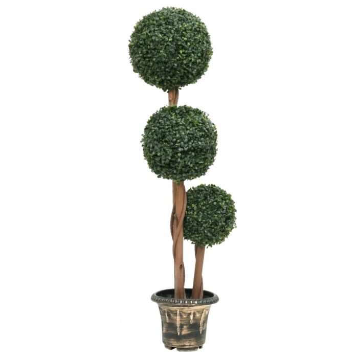 Plante de buis artificiel avec pot Forme de boule Vert 119 cm – Image 1