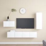 Ensemble de meuble TV 4 pcs Blanc Bois d'ingénierie