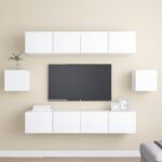 Ensemble de meuble TV 6 pcs Blanc Bois d'ingénierie