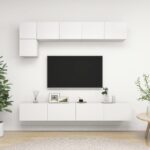 Ensemble de meuble TV 5 pcs Blanc Bois d'ingénierie
