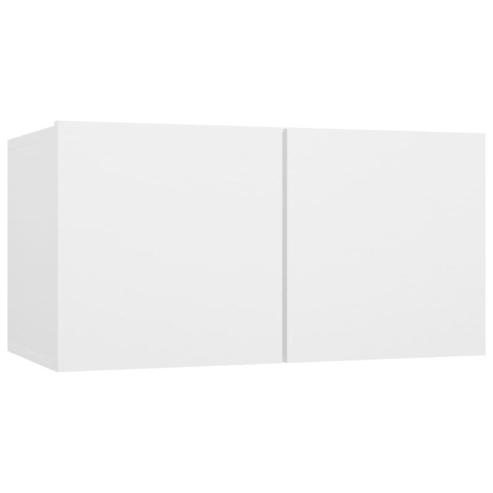 Ensemble de meuble TV 2 pcs Blanc Bois d'ingénierie – Image 2