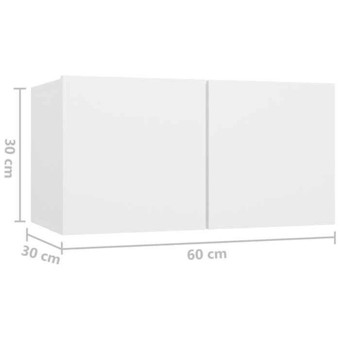 Ensemble de meuble TV 2 pcs Blanc Bois d'ingénierie – Image 4