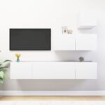 Ensemble de meuble TV 4 pcs Blanc Bois d'ingénierie
