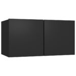Ensemble de meuble TV 4 pcs Noir Bois d'ingénierie – Image 2