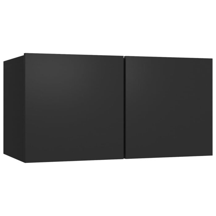 Ensemble de meuble TV 4 pcs Noir Bois d'ingénierie – Image 3