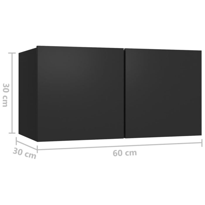 Ensemble de meuble TV 4 pcs Noir Bois d'ingénierie – Image 6