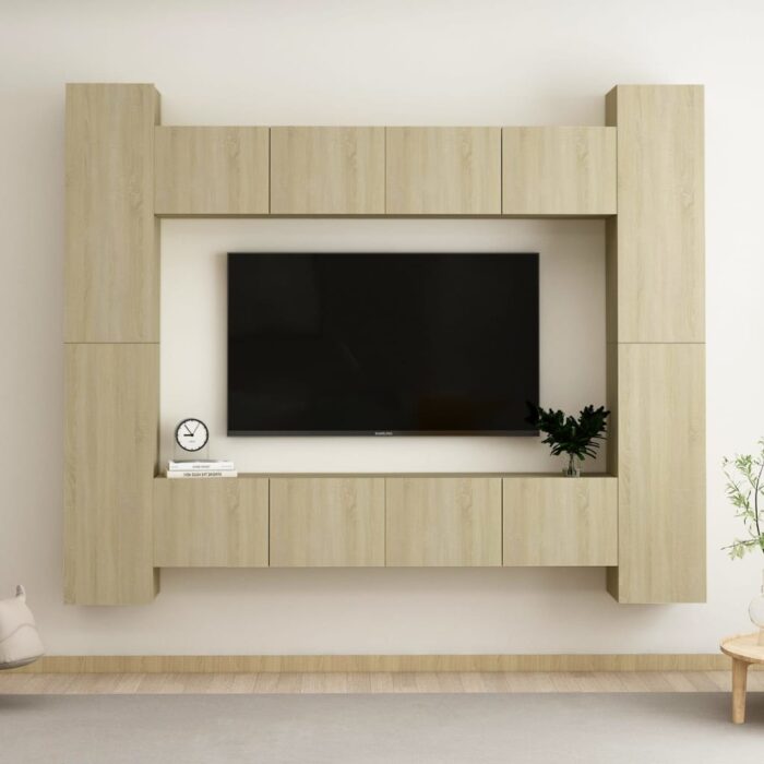 Ensemble de meubles TV 8 pcs Chêne sonoma Bois d'ingénierie – Image 1