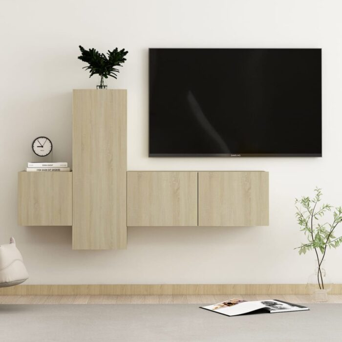 Ensemble de meubles TV 3 pcs Chêne sonoma Bois d'ingénierie – Image 1