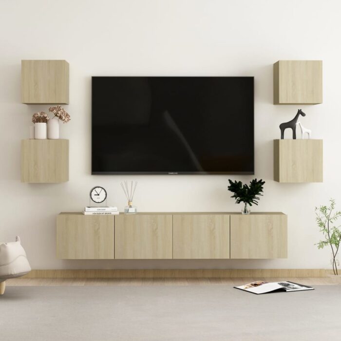 Ensemble de meubles TV 6 pcs Chêne sonoma Bois d'ingénierie – Image 1