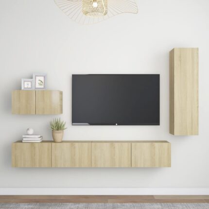 Ensemble de meuble TV 4 pcs Chêne sonoma Bois d'ingénierie